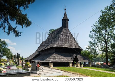 Tvdrosin, Slovakia. 12 August 2015. Old Wooden Church, All Saint Church. Unesco Heritage