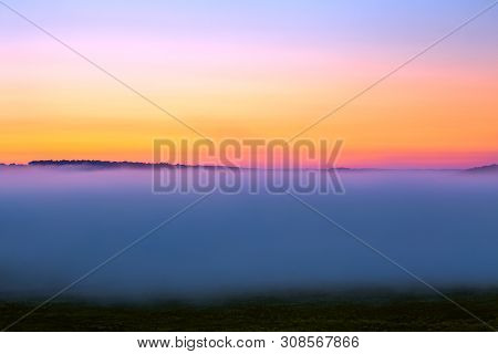 Minmalistic Foggy Sky Glow Before Sunrise Without Sun