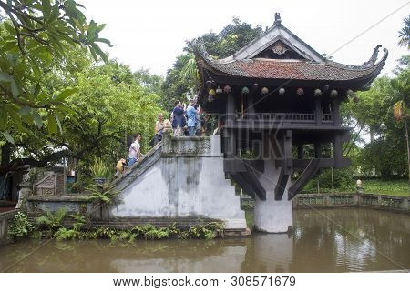 Hanoi, Vietnam - August 8: People Pay Homage At The One Pillar Pagoda On August 8, 2012 In Hanoi, Vi