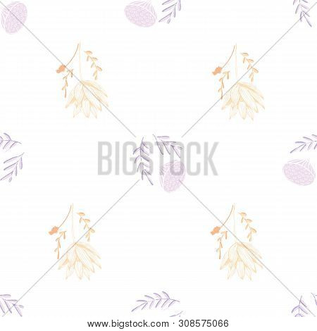 Color Lotus Flower Hand Drawn, Floral Seamless Pattern, Simple Vector Illustration