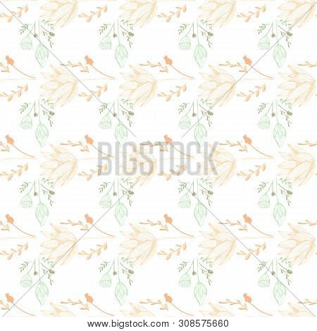 Color Lotus Flower Hand Drawn, Floral Seamless Pattern, Simple Vector Illustration