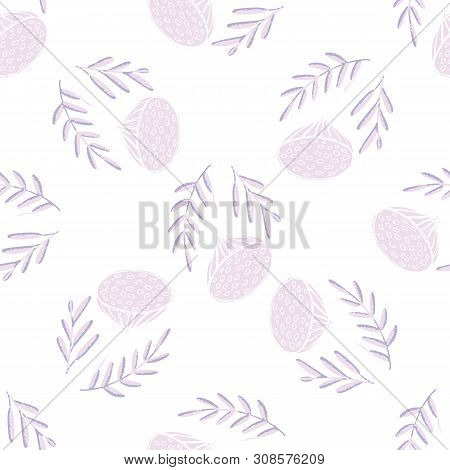 Color Lotus Flower Hand Drawn, Floral Seamless Pattern, Simple Vector Illustration