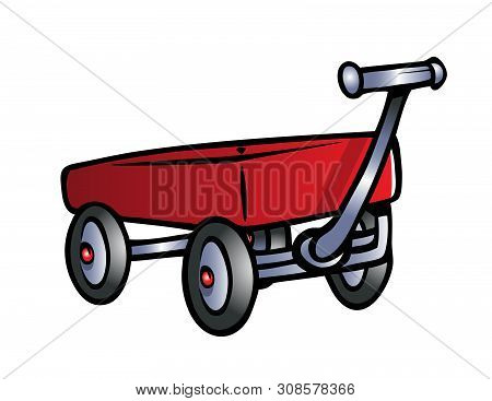 Cartoon Vector Illustration Of A Red Wagon