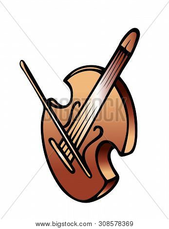 Cartoon Vector Illustration Of A Musical Instrument Violin