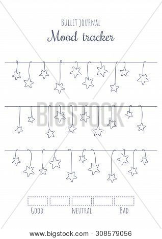 Printable Mood Tracker With Hanging Stars. Bullet Journal Ready To Print Page Template.