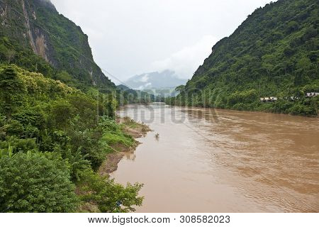 Nam Ou River In Nong Khiaw Village, Northern Laos