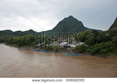 Nam Ou River In Nong Khiaw Village, Northern Laos