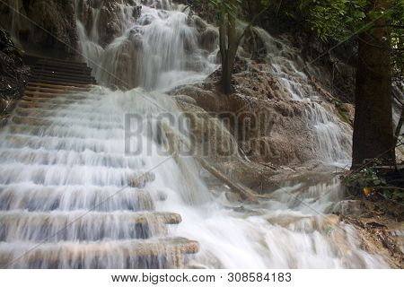 Stairs At Tat Kuang Si Waterfall In Laos