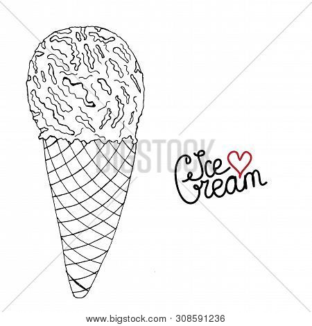 Vector Ice Cream For Coloring Book For Adult And Kids
