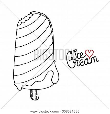 Vector Ice Cream For Coloring Book For Adult And Kids