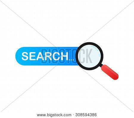 Set Search Bar Vector Element Design, Set Of Search Boxes Ui Template Isolated On Blue Background. V