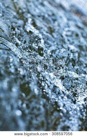 River Boiling Water With Bubbles Close, Water In The Nature