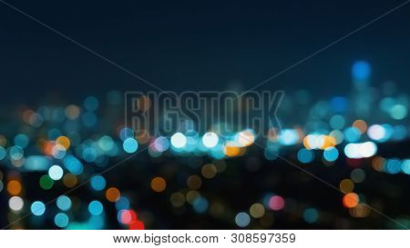 Blurred Abstract Bokeh Background Of San Francisco City Lights At Night