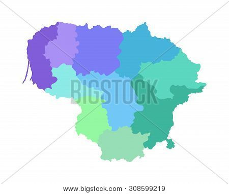 Vector Isolated Illustration Of Simplified Administrative Map Of Lithuania. Borders Of The Counties.