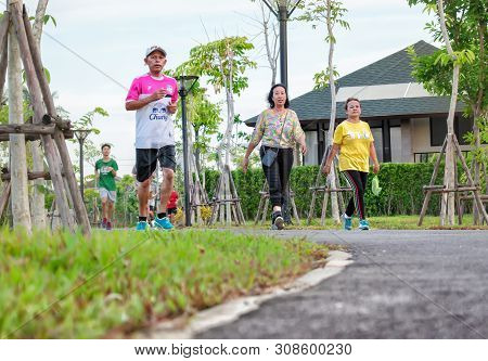 Bangkok, Thailand - June 24: Unnamed Older Residents Exercise In Bang Khae Phirom Park In Bangkok On