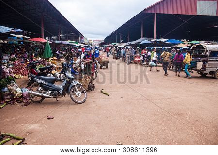 Pakse, Laos - Sep 13: View Of A Market In Pakse, Laos On Sep 13, 2013. Pakse Is The Third Most Popul