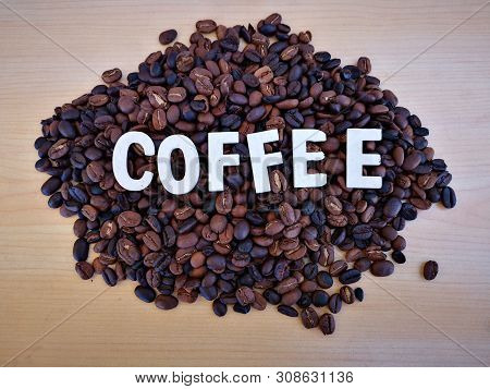 Closeup Of The Local Coffee Bean Tenom With Words Texture Taken In Kota Kinabalu, Sabah. Malaysia. B