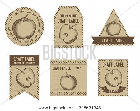 Craft Labels Vintage Design With Illustration Of Apples Stock Illustration