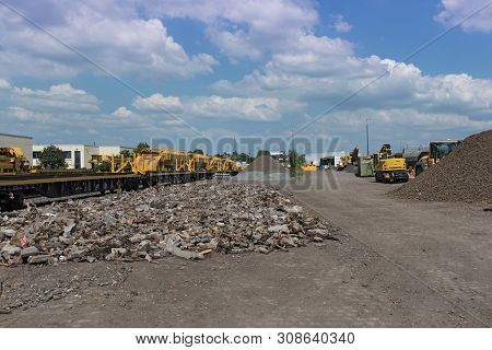 Machine Park And Storage Area For Railway Construction
