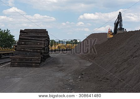 Machine Park And Storage Area For Railway Construction