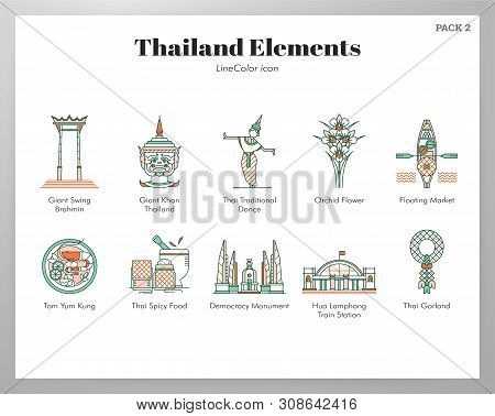 Thailand Vector Illustration In Line Color Design