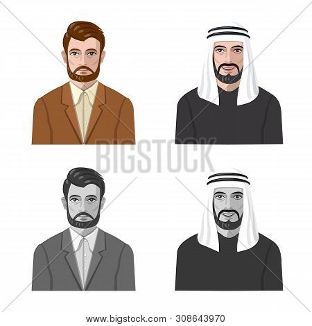 Vector Illustration Of Hairstyle And Profession Icon. Set Of Hairstyle And Character Vector Icon For