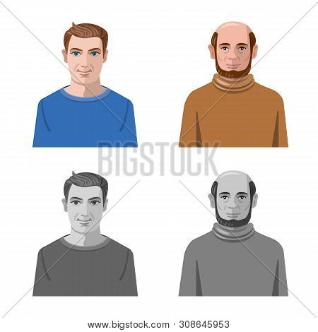 Vector Illustration Of Hairstyle And Profession Symbol. Set Of Hairstyle And Character Vector Icon F