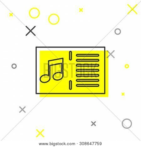Grey Music Book With Note Line Icon Isolated On White Background. Music Sheet With Note Stave. Noteb