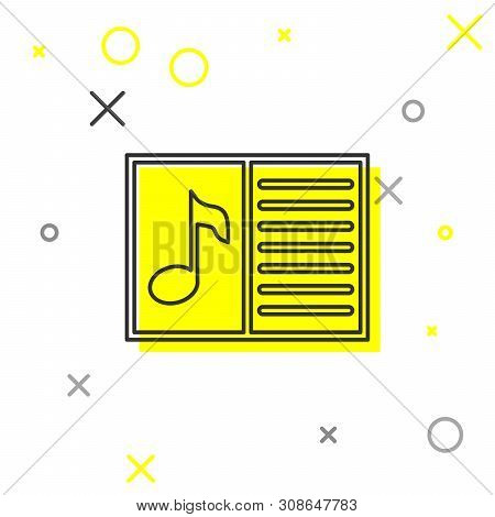 Grey Music Book With Note Line Icon Isolated On White Background. Music Sheet With Note Stave. Noteb