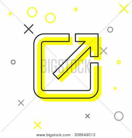 Grey Open In New Window Line Icon Isolated On White Background. Open Another Tab Button Sign. Browse