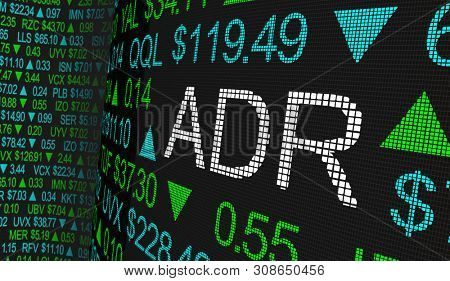 ADR American Depository Receipts Stock Market Investment Symbols 3d Illustration