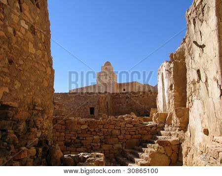 Framed Tunisian rural mosque