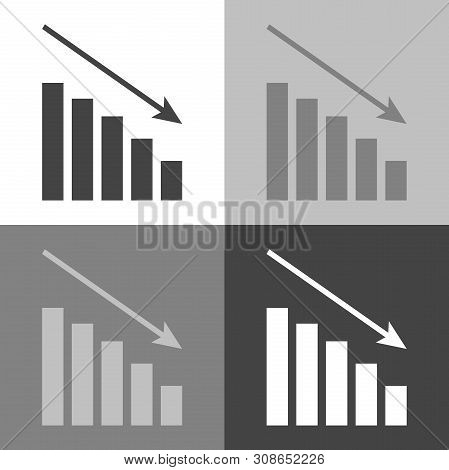 Down Schedule, The Decline. Infographic, Chart Icon, Flat Vector Illustration. Business Concept Char