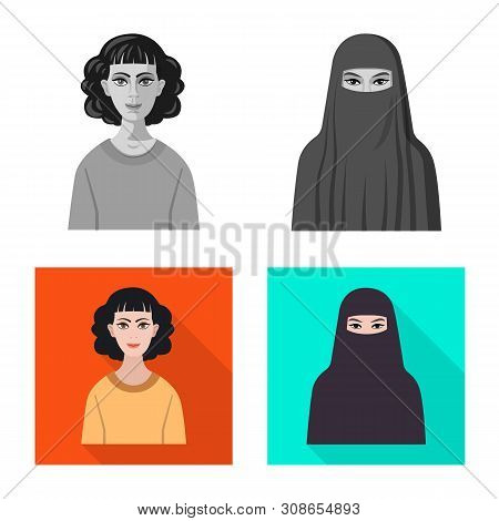 Vector Design Of Hairstyle And Profession Icon. Set Of Hairstyle And Character Vector Icon For Stock
