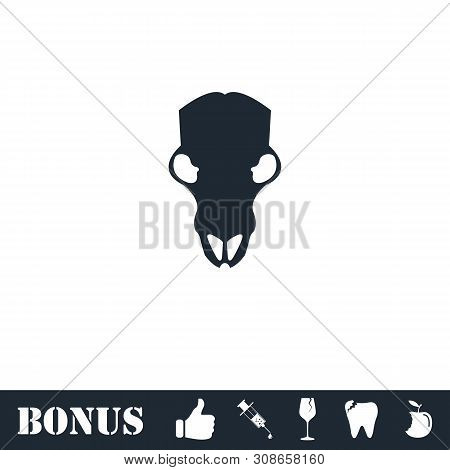 Cow Skull Icon Flat. Vector Illustration Symbol And Bonus Pictogram