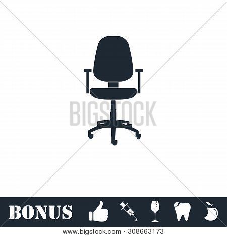 Office Chair Icon Flat. Vector Illustration Symbol And Bonus Pictogram