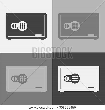 Vector Set Iicon Bank Safe. Safe For Storing Documents, Money.