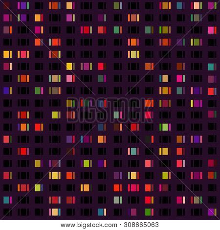 Vector Seamless Pattern Of City Lights. Soviet Panel Buildings.