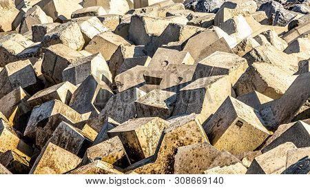 Concrete Breakwater In Doolin Pier Or Port, Wild Atlantic Way, Wonderful Sunny Spring Day In County 