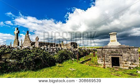 Ruins Of Medieval Killilagh Church And The Graveyard In The Village Of Doolin, Wonderful Sunny Sprin