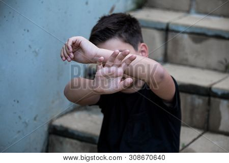 Stop Abusing Boy Violence. Violence, Terrified , A Fearful Child