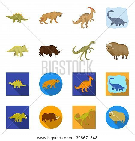 Isolated Object Of Animal And Character Logo. Set Of Animal And Ancient Vector Icon For Stock.