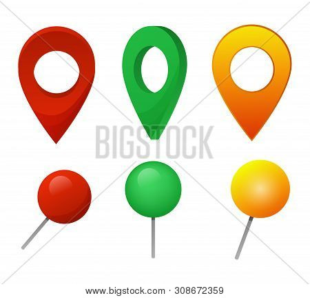 Map Pointer Vector Location Pin Marker Sign Navigation Icon Colorful Place Point Design Illustration