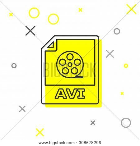 Grey Avi File Document Icon. Download Avi Button Line Icon Isolated On White Background. Avi File Sy