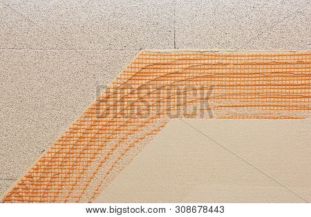 House Wall Renovation, Insualtion With Glue Plastering Layers,  Reinforcment Mesh, Aerated Concrete 