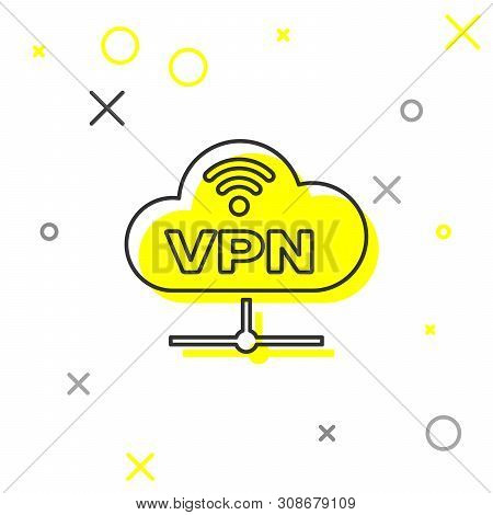 Grey Vpn Network Cloud Connection Line Icon Isolated On White Background. Social Technology. Cloud C