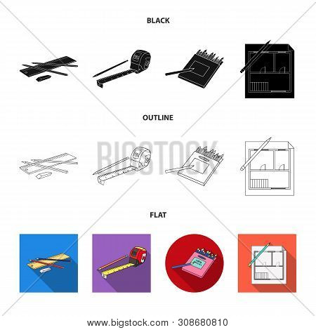 Vector Design Of Pencil And Sharpen Icon. Set Of Pencil And Color Stock Vector Illustration.