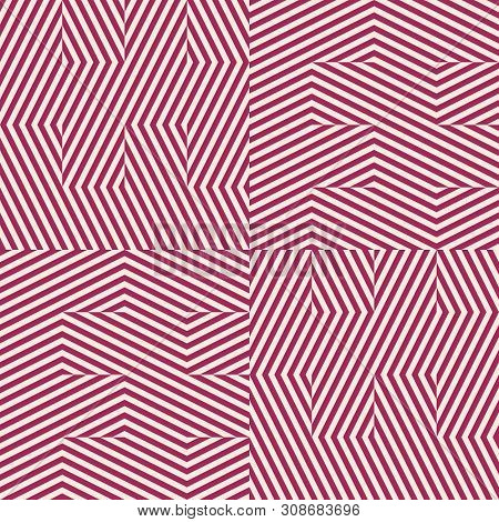 Vector Geometric Lines Seamless Pattern. Modern Texture With Diagonal Stripes, Broken Lines, Chevron