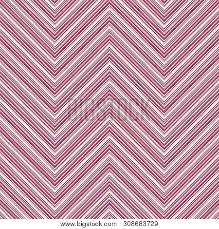 Chevron Seamless Pattern. Vector Texture With Thin Horizontal Zigzag Lines, Stripes. Maroon And Beig