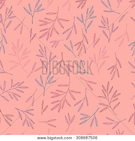 Leaves Pattern. Colorful, Abstract, Natural Seamless Background.